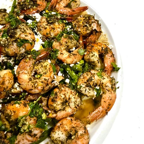Lemon Garlic Shrimp roasted until golden and tossed with fresh herbs and lemon.