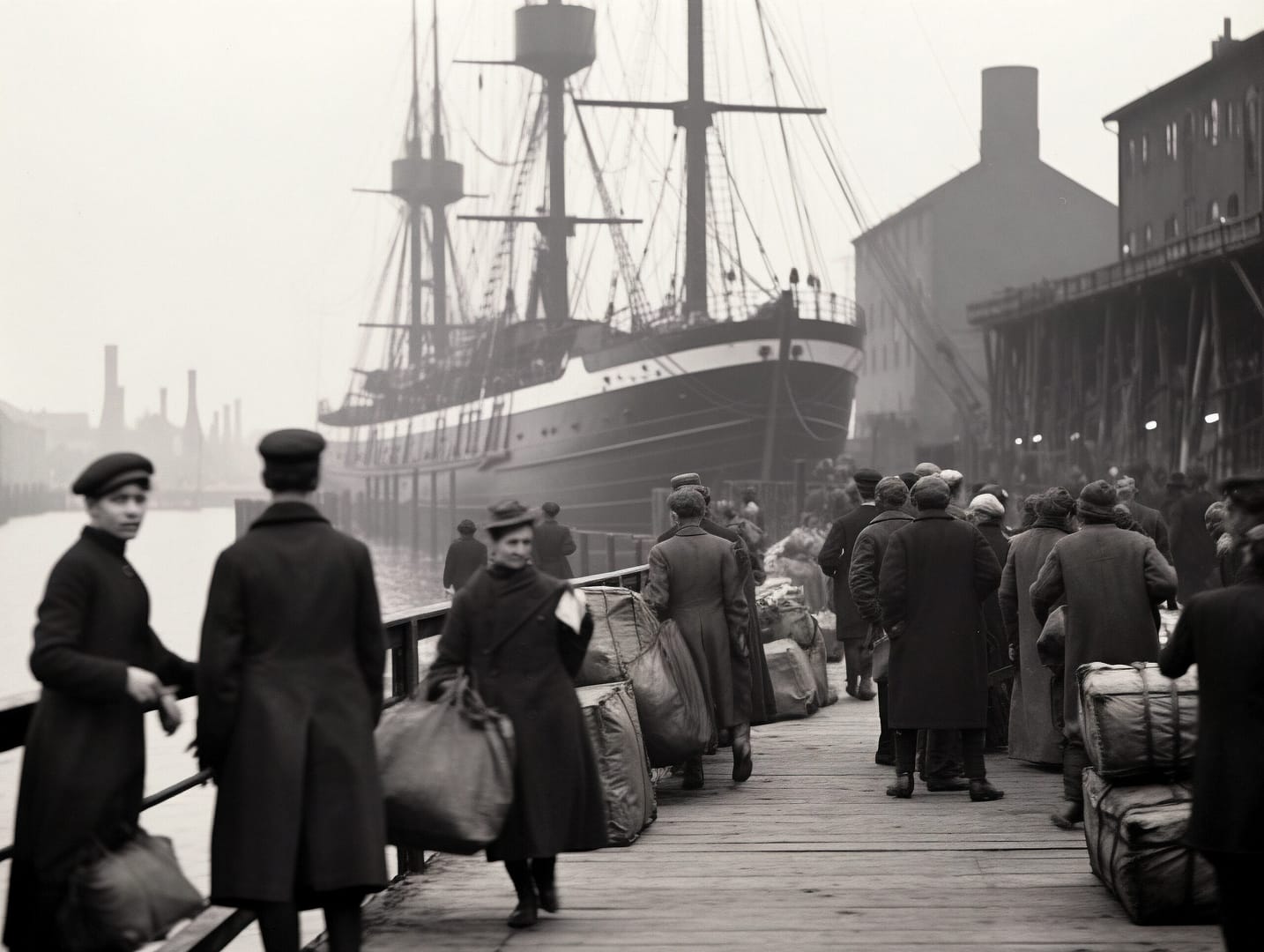 Immigrants arriving in America, shaping the history of corned beef and cabbage